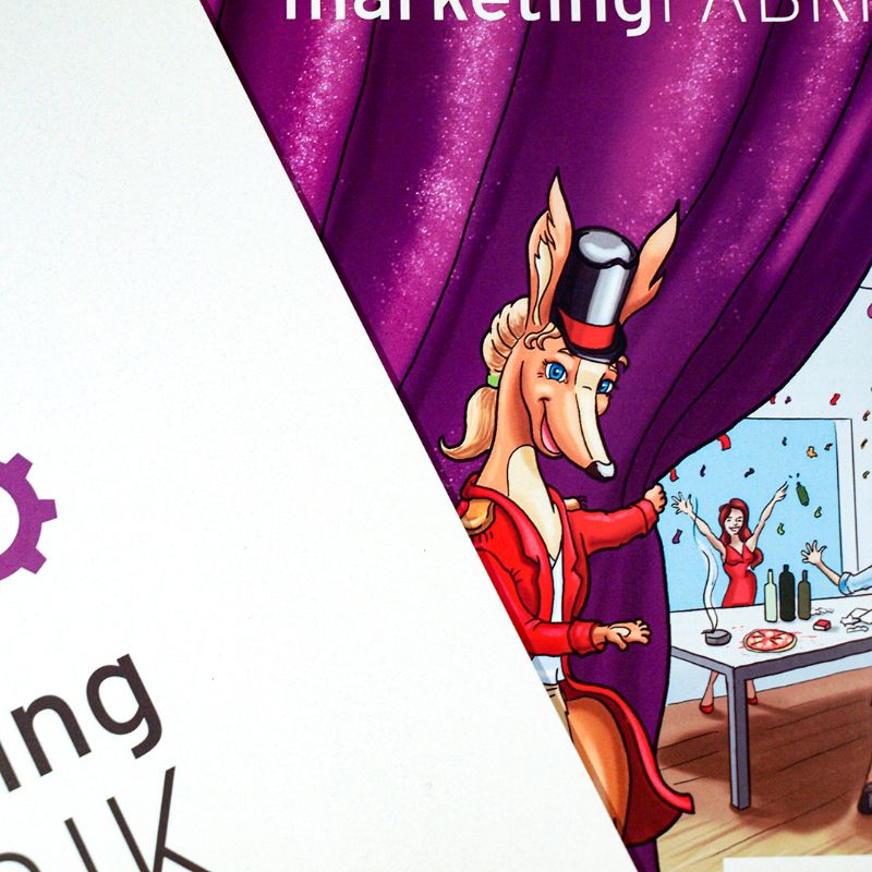 mf_broschüre2 Broschüre mit Comic und Maskottchen für eine Werbeagentur