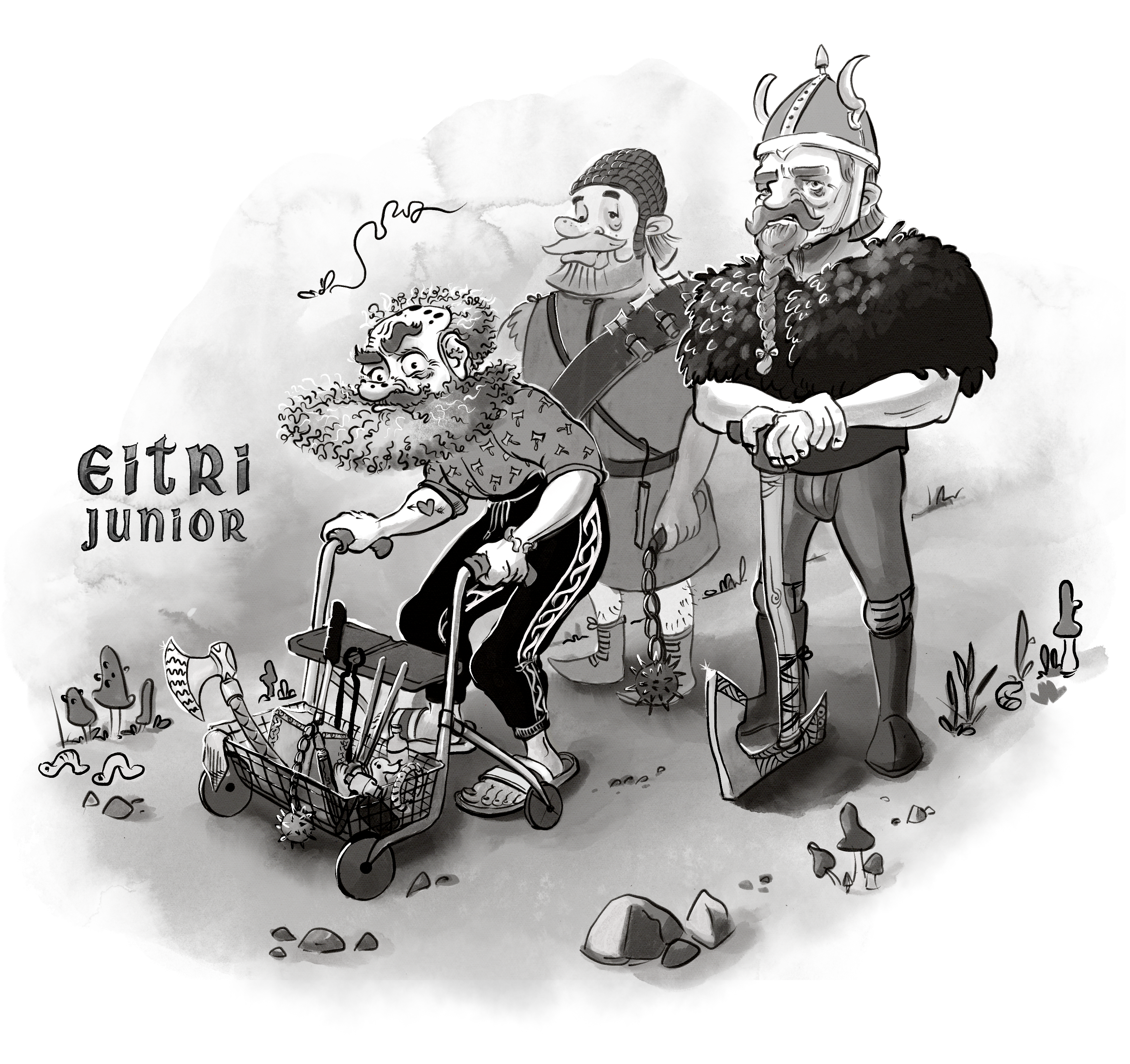 Kinderbuchillustration Eintri junior schwarzweiss